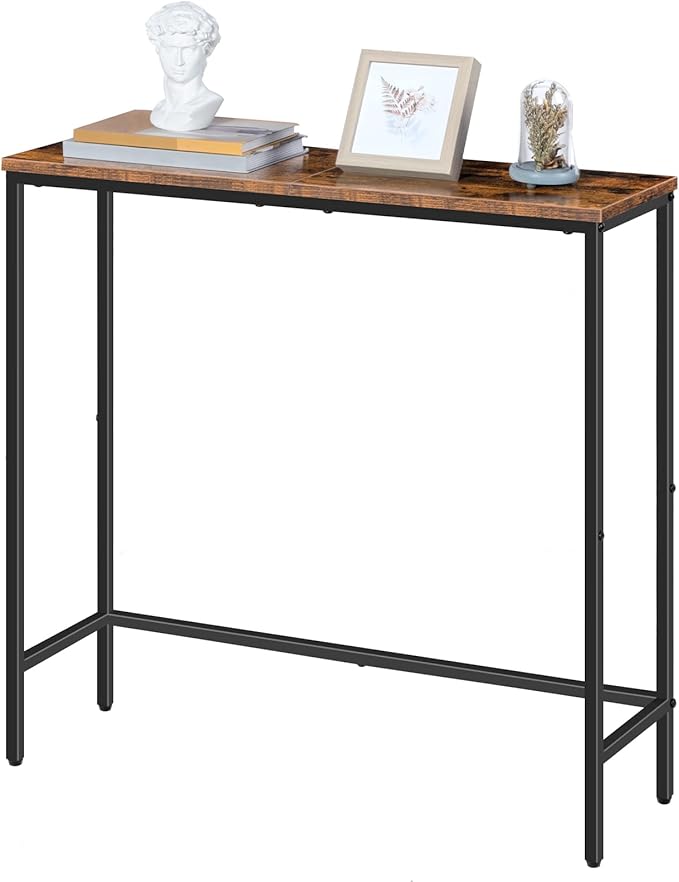 HOOBRO 2 Pack Narrow Console Table, 29.5" Small Entryway Table, Thin Sofa Table, Display Table, for Hallway, Bedroom, Living Room, Foyer, Rustic Brown and Black BF75XGP201
