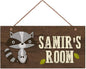 Personalized Signs Cute Raccoon Sign Customized Wall Art Decoration Custom Name Kids Room Baby Nursery Door Decor For Boys Room Girls Bedroom Little Man Cave