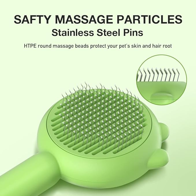 Dog Brush for Short or Long Haired Dogs, Frog Shape Dog Brush with Release Button, Dog Hair Brush Dog Grooming Deshedding Brush for Dog Kitten Rabbit Massage Removes Loose Fur-Mewly Pet