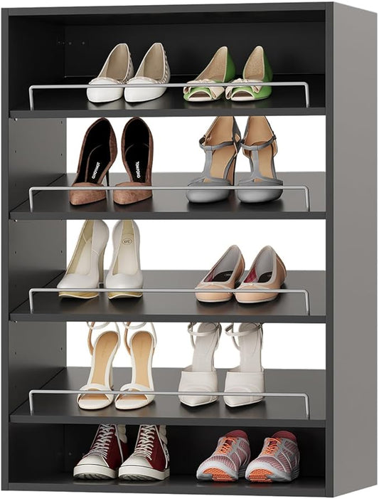 ROOMTEC 19.5" Shoe Shelf Short Tower Closet Unit, Modular Closet System with Shelf, Wardrobe Organizer for Bedroom or Walk-in Closet, Wall Mounted, Customizable Clothes Storage Unit, Black