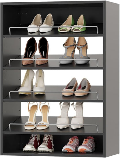 ROOMTEC 31.5" Shoe Shelf Short Tower Closet Unit, Modular Closet System with Shelf, Wardrobe Organizer for Bedroom or Walk-in Closet, Wall Mounted, Customizable Clothes Storage Unit, Black