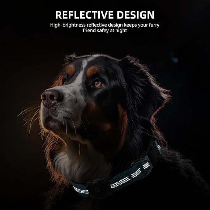 Upgraded AirTag Dog Collar, IP68 Waterproof Air Tag Dog Collar Holder, Reflective, Ultra-Durable, Comfortable Padded, Heavy Duty Dog Collars for Small Medium Large Dogs (S (10.6"-13.6"), Blue)-Mewly Pet