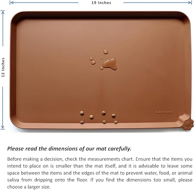 Hoki Found Silicone Pet Food Tray - Non Slip Pet Dog Bowl Mats - Cat Waterproof Mat for Carpet - Caramel-Mewly Pet