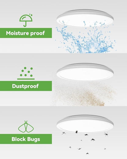 Zemty 4Pack 12 Inch LED Flush Mount Light, 28W 3200lm Super Slim Ceiling Light Fixtures, 3000K/4500K/6000K Selectable Ceiling Lamp for Bedroom, Bathroom, Kitchen, Living Room (White)