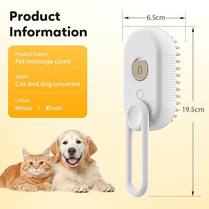 3-In-1 Rechargeable Steamy Cat Brush, Deep Cleaning & Hair Removal System with Rotating Handle, 360° Massage for Cats & Dogs (Mix)-Mewly Pet