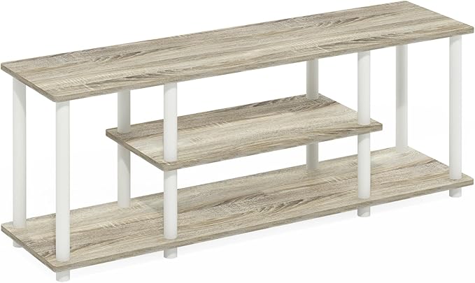 Furinno Turn-N-Tube No Tools 3D 3-Tier Entertainment TV Stand up to 50 inch TV, Round Tubes, Oak