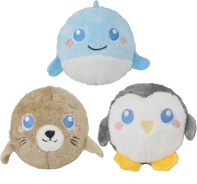 DKING 3Pack Squeaky Dog Balls,2 in1 Funny Puppy Ball Toys,Birthday Dog Toy for Small Medium Dogs (Ocean Ball)-Mewly Pet