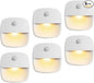 AMIR Upgraded Indoor Motion Sensor Light with PIR Technology - Battery-Powered Wall & Cabinet LED Night Light for Hallway, Bathroom, Kitchen, Stairs (Warm White, 6-Pack)