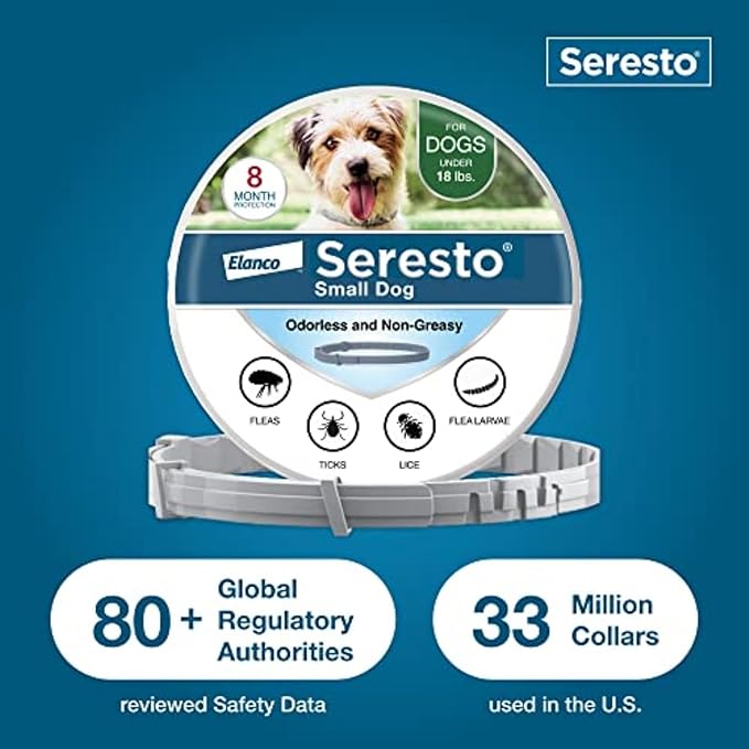 Seresto Small Dog Vet-Recommended Flea & Tick Treatment & Prevention Collar for Dogs Under 18 lbs. | 8 Months Protection-Mewly Pet