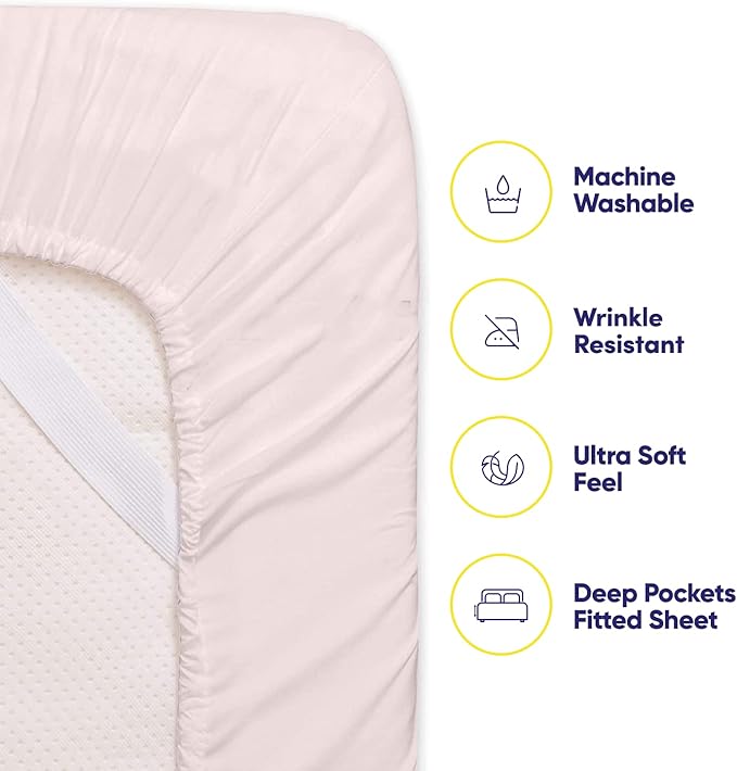 Sweet Home Collection 6 Piece 1500 Supreme Collection Brushed Microfiber Deep Pocket Sheet Set-2 Extra Pillow Cases, Great Value, Rv Short Queen, Pale Pink