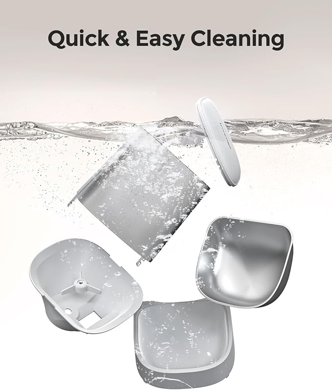 Cat Feeder Automatic - Cat Food Dispenser MeowServe S20, Auto Dog Feeder with Stainless Steel Bowl, 5L Pet Feeder with Patented Anti-Jam Port, App, Dual Lock Lid, Dual-Band WiFi & Power, White-Mewly Pet