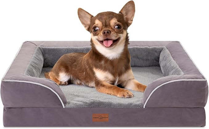 Comfort Expression Small Dog Beds Waterproof Orthopedic Foam Dog Sofa Beds for Small Dogs Comfy Pet Bed with Washable Removable Cover & Non-Slip Bottom(X-Small,Purple)-Mewly Pet