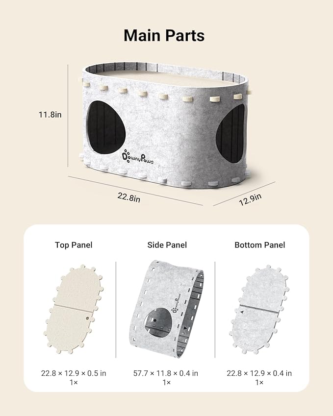DownyPaws Cat House for Indoor Cats, Cat Bed Cave for Multiple & Large Cats Up to 22 Lbs, Scratch Resistant Peekaboo Cat Caves, Foldable Tunnel Enclosed Bed, PeekaPurr, Marble-Mewly Pet