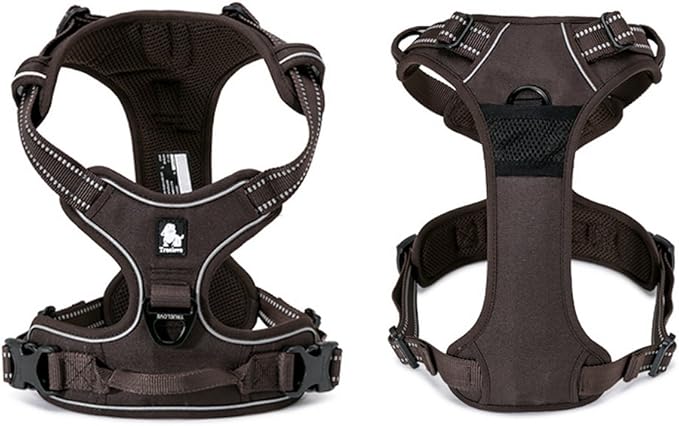 TRUE LOVE Adjustable No-Pull Dog Harness Reflective Pup Vest Harnesses Comfortable Control Brilliant Colors Truelove TLH5651(Brown,L)-Mewly Pet