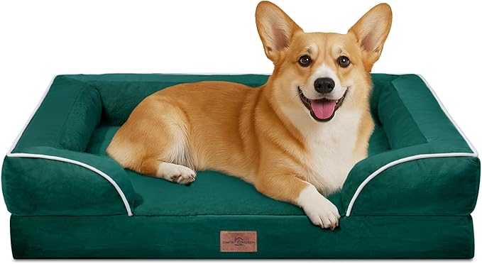 Comfort Expression Medium Dog Beds Waterproof Orthopedic Foam Dog Sofa Beds for Medium Large Dogs Comfy Pet Bed with Washable Removable Cover & Non-Slip Bottom(Medium,Emerald)-Mewly Pet