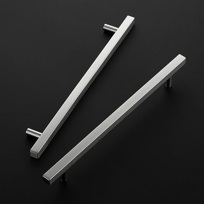 Ravinte Brushed Nickel Cabinet Handles 15 Pack 10 inch Satin Nickel Square Cabinet Pulls Silver Hardware for Kitchen Cabinets 12-1/2 inch Overall Length Stainless Steel Drawer Pulls