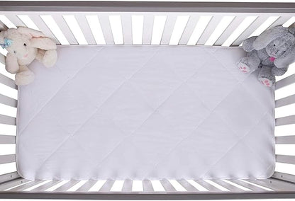 MAXI Crib Size (28 X52) Mattress Pad - Luxurious Cotton Sateen Mattress Protector - Soft and Breatheable Mattress Cover - Mattress Pad Protects Mattress from Dust, Dirt, Spills, and Stains.