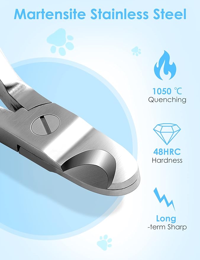 Gobeigo Upgrade Wide Open Dog Nail Clippers for Large Dogs Cut Like Butter, Heavy Duty Dog Nail Trimmer Full Metal Razor Sharp Professional for All Dogs Cats with Thick Toenail-Mewly Pet