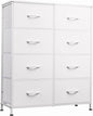WLIVE Fabric Dresser for Bedroom, Tall Dresser with 8 Drawers, Storage Tower with Fabric Bins, Double Dressers, Chest of Drawers for Closet, Playroom, Dormitory, White
