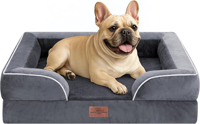 Comfort Expression Small Dog Beds Waterproof Orthopedic Foam Dog Sofa Beds for Medium Dogs Comfy Pet Bed with Washable Removable Cover & Non-Slip Bottom(Small,Dark Grey)-Mewly Pet