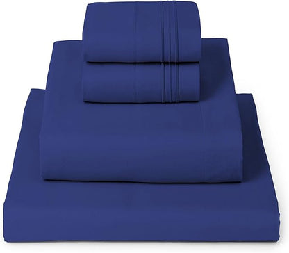 Mellanni Queen Sheets Set - 4 PC Iconic Collection Bedding - Hotel Luxury, Extra Soft, Cooling Bed Sheets - Wrinkle, Fade, Stain Resistant (Queen, Royal Blue)