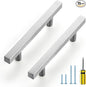 Ravinte Brushed Nickel Cabinet Handles 15 Pack 3-1/2 inchSatin Nickel Square Cabinet Pulls Silver Hardware for Kitchen Cabinets 6 inch Overall Length Stainless Steel Drawer Pulls