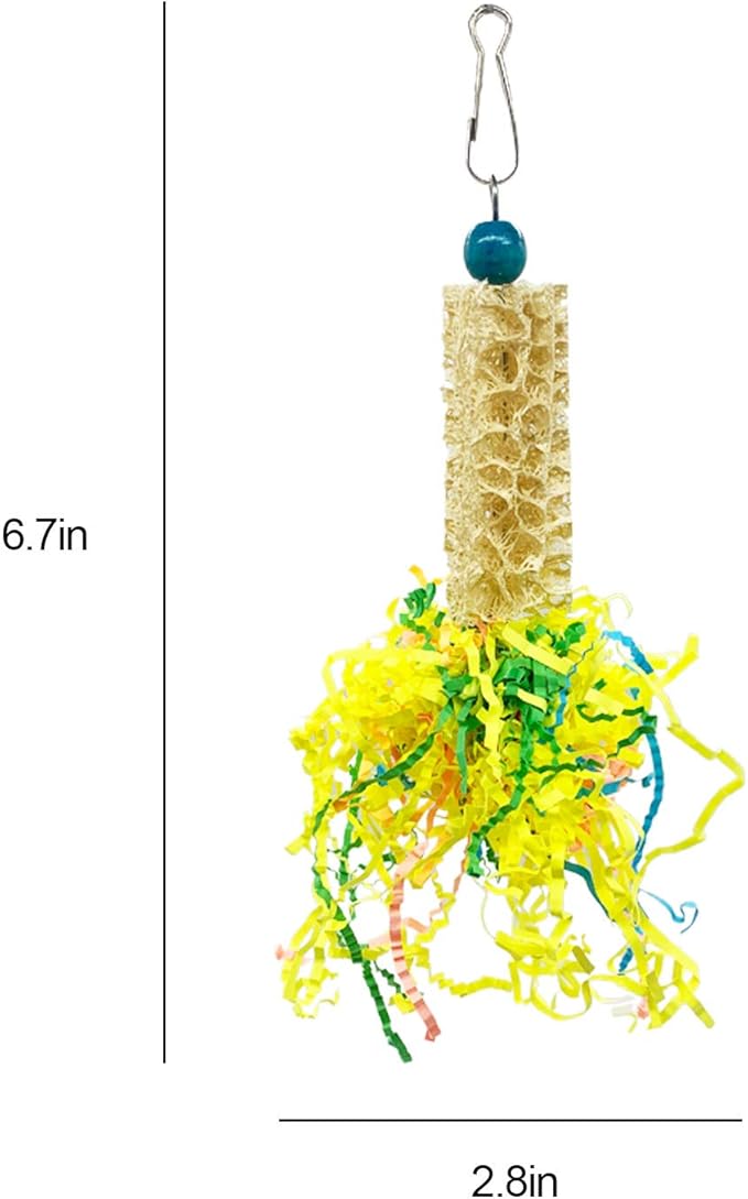 EBaokuup Bird Parrots Shredding Toys Parakeet Chewing Toys Bird Loofah Toys Parrot Cage Shredder Toys Bird Foraging Hanging Toys Bird Accessories for Parrots Lovebird Cockatiel Conure African Grey-Mewly Pet