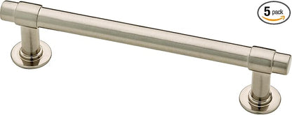 Franklin Brass - Francisco Satin Nickel Cabinet Handles 4 Inch (4") Hole Center Pulls | Easy Install, Durable Hardware for Kitchen Cabinet Door, Drawers, Dresser Pull, Furniture (5 Pack)