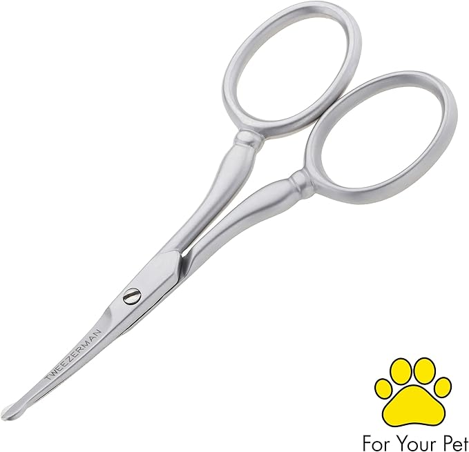 Tweezerman Pet Grooming Scissors, Stainless Steel Rounded Tip Trimming Shears for Dogs and Cats-Mewly Pet