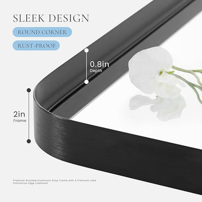 DUMOS Black Metal Bathroom Mirrors for Over Sink, 30x21 Inch Wall Mounted Vanity for Restroom, Farmhouse, Corner, Horizontally or Vertically Hanging