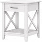 Bush Home End Table with Drawer, Nightstand with Storage, Living Room and Bedroom Furniture, Key West Collection, Pure White Oak