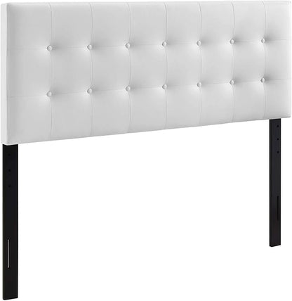 Modway MOD-5173 Emily Tufted Button Faux Leather Upholstered Full Headboard in White