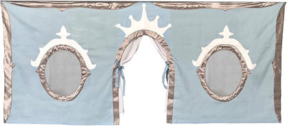 Max & Lily Underbed Curtain for Low Bunk/Loft Bed, Princess Play Privacy Set for Kids, 2 Panel Cotton Set for Bottom Bunk, Blue/Silver