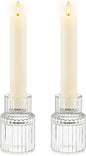 Candle Holder Glass Candlestick Holders: Hewory 2PCS Clear Taper Candle Holders Bulk for Table Centerpiece, Glass Candle Holder Candle Stick Holder Decor for Christmas Wedding Party Bridal Showers