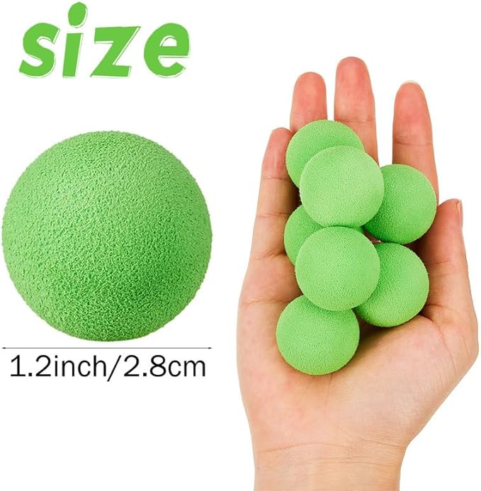 Frienda 24 Pieces Refill Balls Soft Green Foam Balls Refills Approx 1. 1 Inch in Diameter, Soft Small Light Cat Ball Toys-Mewly Pet