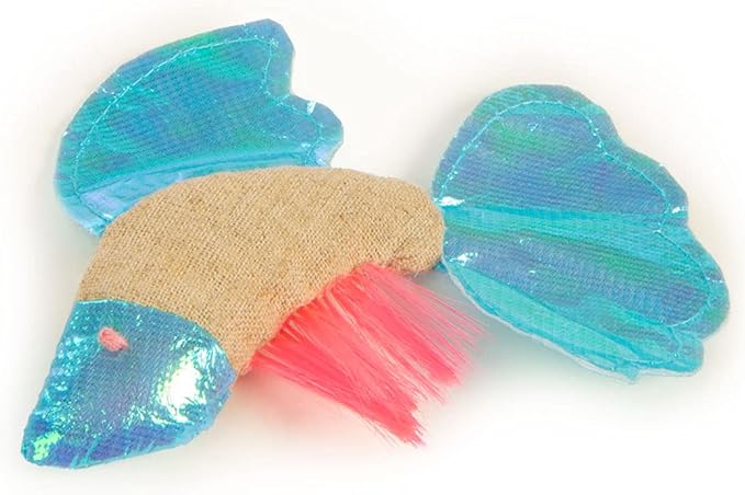 Petlinks Batty Beta Fish Crinkle Catnip Cat Toy - Tan/Blue, One Size-Mewly Pet