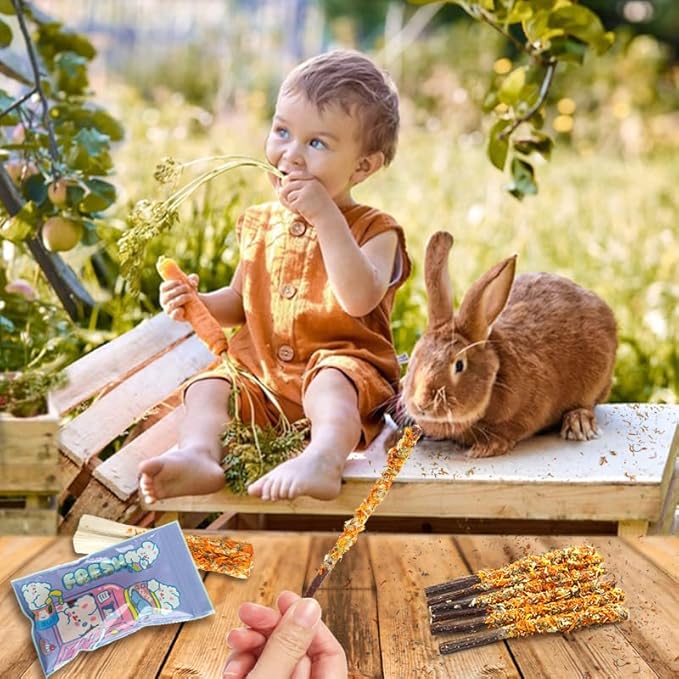 Apple Sticks for Rabbits, Natural Bunny Chew Toys Wood Treats Food for Small Animals,Hamsters, Chinchillas Squirrel Bunny Guinea Pigs Small Pet Apple Chew Sticks-Mewly Pet