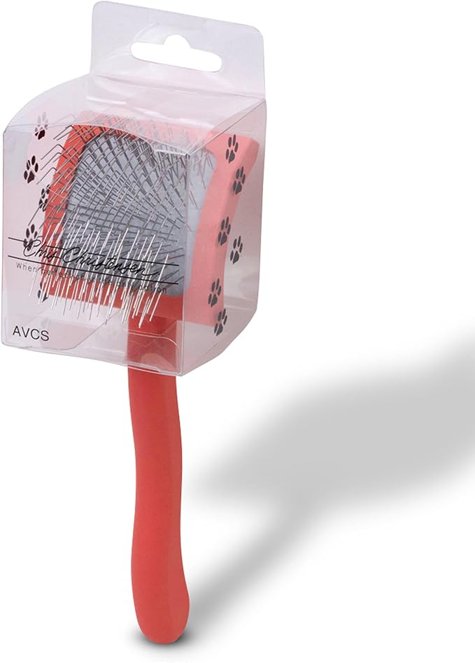 Chris Christensen Baby G Dog Slicker Brush for Dogs (Goldendoodles, Labradoodles, Poodles), Groom Like a Professional, Fluff Detangle Style, Saves Time Energy, Coral, Small-Mewly Pet