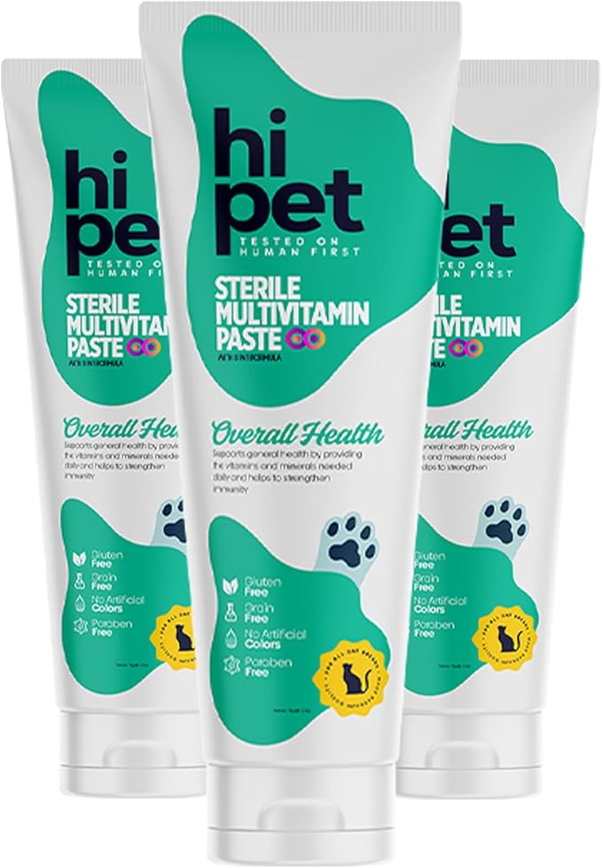 Hi Pet Multivitamin Cat Malt, Cat Treats Lickable, Supports Immune System, Metabolism, Dental Health, Weight Control, Iron for Cats, 2.65 Oz (Pack of 3)-Mewly Pet
