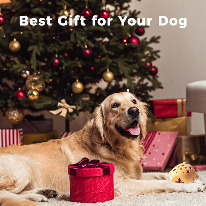 MewaJump Treat Dispenser Dog Toy Puzzle Rubber Chew Toys Treat Food Dispensing Toys for Teeth Cleaning Ball Interactive Enrichment Toys for Puppy, Small, Medium, Large Breeds - Not for Heavy Chewer-Mewly Pet