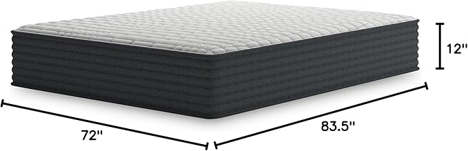 Signature Design by Ashley Hybrid 1200 12" Firm Moisture Wicking Mattress, Charcoal-Infused Gel Memory Foam, Edge Support for Pressure Relief, Temperature Regulating, California King, Fiberglass Free