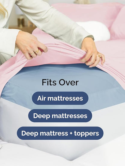 Extra Deep Queen Sheet Set - 6 Piece Breathable and Cooling Sheets - Hotel Luxury Bed Sheets Set - Easy Fit - Soft, Wrinkle Free and Comfy Sheets Set - Lavender Pink Sheet Set with Extra Deep Pockets