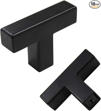 goldenwarm 10 Pack Single Hole Black Cabinet Knobs Kitchen Cabinet Handles Stainless Steel Cabinet Hardware Black Knobs Handles Pulls for Bathroom Cabinets and Cupboard, 2in(50mm) Overall Length