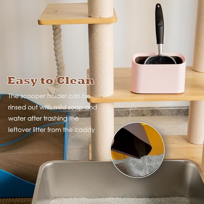 Full Metal Cat Litter Scoop with Holder – Heavy Duty Litter Scooper & Speed Sifter – Aluminum Cat Poop Scooper Captures All Clumps – Washable Stand for Easy Cleaning-Mewly Pet