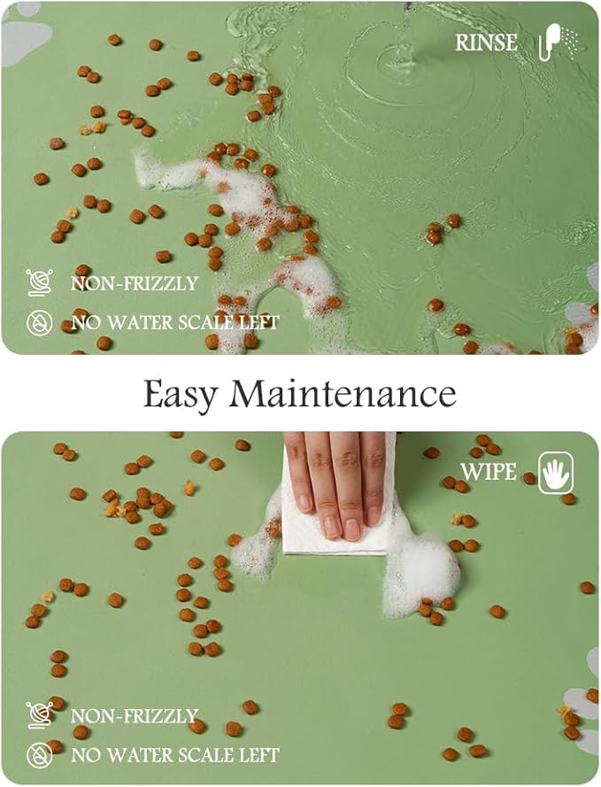 Pet Feeding Mat-Absorbent Dog Mat for Food and Water Bowl-No Stains Quick Dry Water Dispenser Mat-Dog Accessories Pet Supplies-Bowl for Messy Drinkers（Green,23"x34"-Mewly Pet