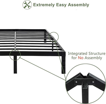45MinST 14 Inch Reinforced Platform Bed Frame/3500lbs Heavy Duty/Easy Assembly Mattress Foundation/Steel Slat/Noise Free/No Box Spring Needed, King