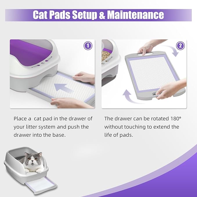 IMMCUTE Cat Pads 16.9" X 11.4", 30 Ct | Pee Pads for Cats | Thickened 6-Layer Super Absorbent Pads | Pee Pads for Tidy Cats Breeze Litter System | Cat Pee Pads-Mewly Pet