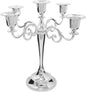 Silver Candle Holder，5 Arms Metal Candle Holders for Taper Candles（10.6 inch Tall Candelabra, for 1/2-1 inch Pillar Candles Diameter Each）,Candlestick Holders Centerpiece Decoration