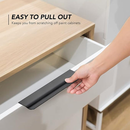 Ravinte Hardware 10 Pack Black Cabinet Handles, 5.9 Inch (150mm) Finger Edge Pulls, 5 Inch Hole Center, Finger Pulls for Cabinets