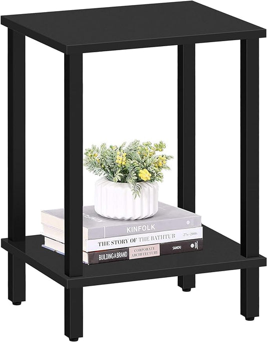 TUTOTAK End Table, Side Table, Nightstand, 2-Tier Storage Shelf, Sofa Side Table for Small Space, Living Room, Bed Room Black TB01BK034